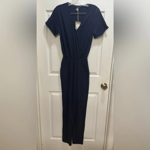 Joules Antonia cotton short sleeve v neck pant  jumpsuit Navy Size 2 NWT - Picture 1 of 12